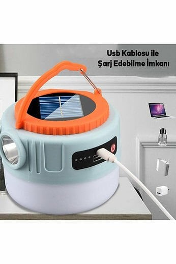 Çadır Kamp Lambası Çok Fonksiyonlu Kamp Feneri Güneş Enerjili (Çok Al Az Öde)