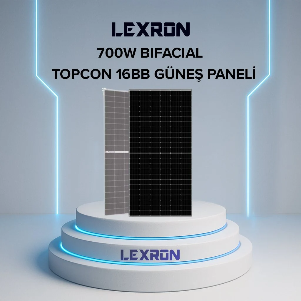 LEXRON TOPCON BIFACIAL 700W 16BB HALF CUT GÜNEŞ PANELİ