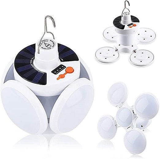 Solar ve Adaptör Şarj Girişli 5 Kanatlı 5 Modlu Kamp Bahçe Lambası (Çok Al Az Öde)