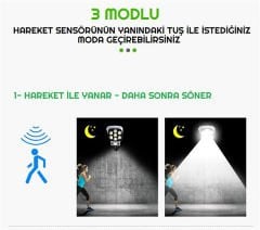 Kamera Görünümlü Hareket Sensörlü Uzaktan Kumandalı Solar Bahçe Lambası