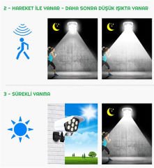 Kamera Görünümlü Hareket Sensörlü Uzaktan Kumandalı Solar Bahçe Lambası