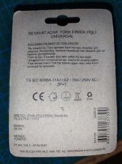 Seyahat Adaptörü Türk Erkek Fişli Universal