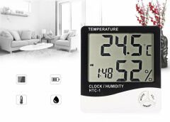 HTC-1 Saat Göstergeli Dijital Termometre Nem ve Isı Ölçer