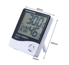 HTC-1 Saat Göstergeli Dijital Termometre Nem ve Isı Ölçer