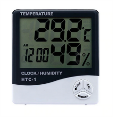 HTC-1 Saat Göstergeli Dijital Termometre Nem ve Isı Ölçer