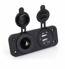 Marine Tip Çift Usb Şarj Soketi ve Çakmaklık 2.1A/1A - 12 V