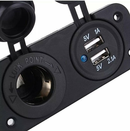 Marine Tip Çift Usb Şarj Soketi ve Çakmaklık 2.1A/1A - 12 V