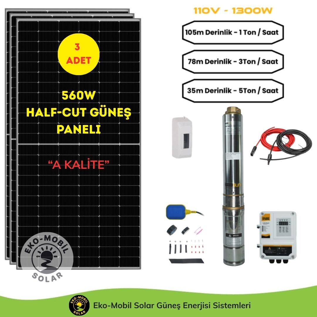 Hazır Solar Paket DC Pompa 1.6Hp / 1300W / 110V Mexxsun