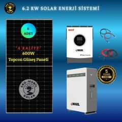 6.2kW Solar Paket LiFePO4 Akülü ve 610W Topcon Panelli Set
