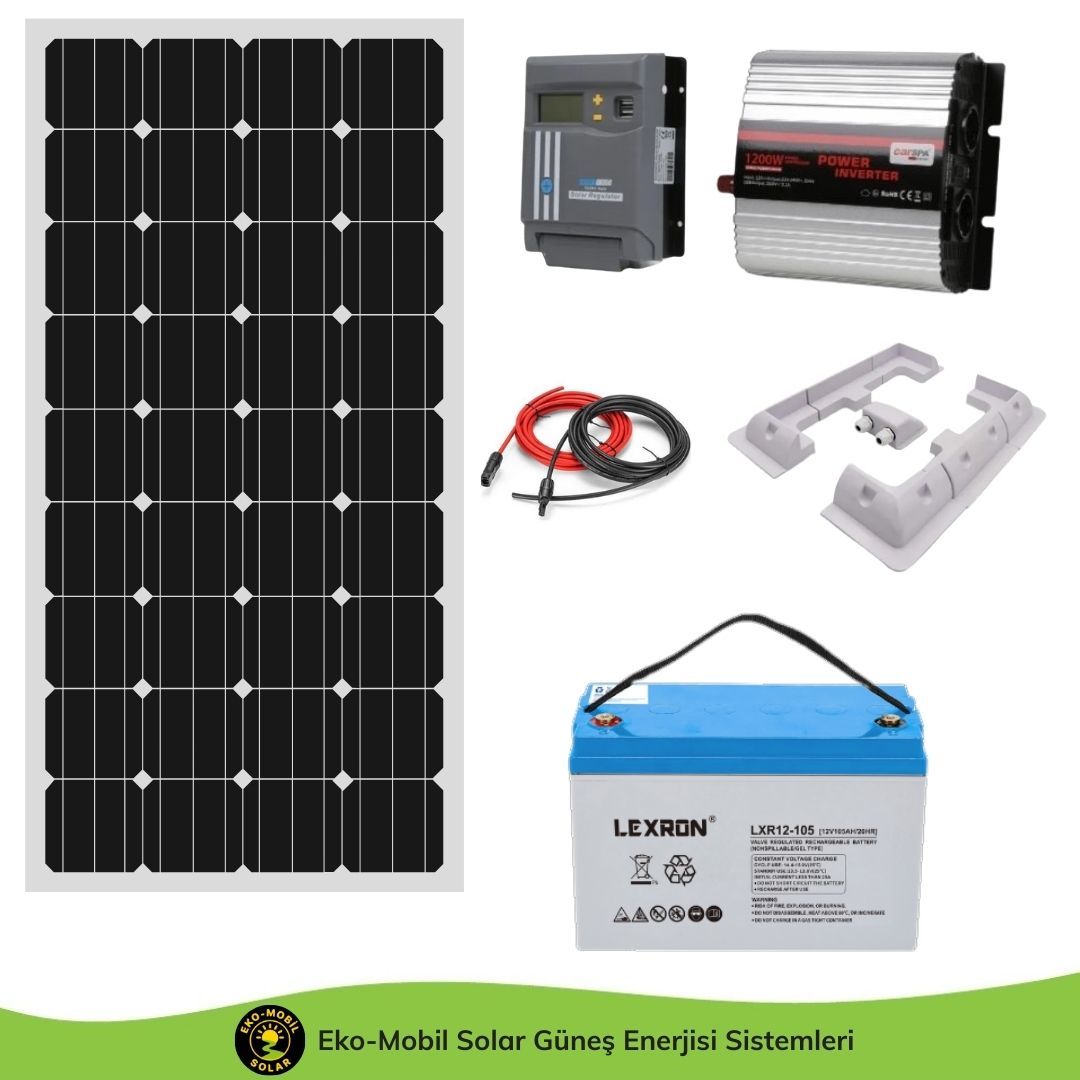 Karavan Hazır Solar Paket 1200W -  230W Half-Cut - 105Ah JEL