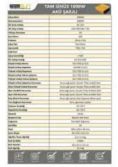 Mexxsun 1000W Tam Sinüs Şarjlı / Ekranlı 12V