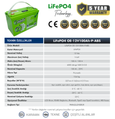 Orbit 12V 100Ah LifePO4 Marin Bluetooth Lityum Akü