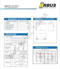 ORBUS / 12V 100AH - Derin Deşarjlı Jel Akü