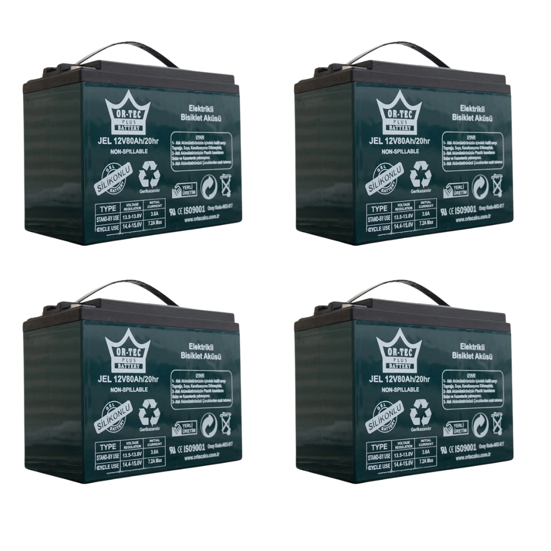 4 adet / Ortec 60/80 Amper Elektrikli Bisiklet Aküsü