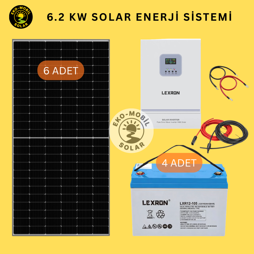 6.2kW Solar Paket (6 Panel / 4 Jel Akü)