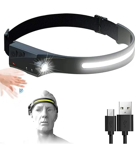 Sensörlü Şarj Olabilir Cob Led Ve Xpe 5 Mod Kafa Lambası Kamp Lambası