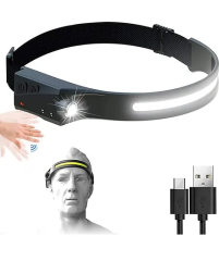 Sensörlü Şarj Olabilir Cob Led Ve Xpe 5 Mod Kafa Lambası Kamp Lambası