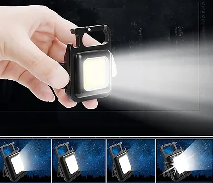 Led Anahtarlık El Feneri Şişe Açacağı USB'li Şarj Edilebilir Mıknatıslı 4 Işık