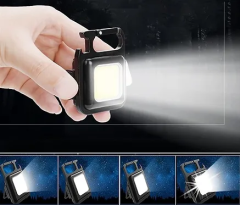 Led Anahtarlık El Feneri Şişe Açacağı USB'li Şarj Edilebilir Mıknatıslı 4 Işık