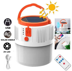 Kumandalı Solar Enerji ile Çalışan Kamp Lambası USB Giriş 5 Mod