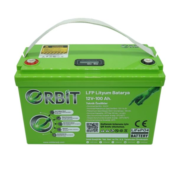Orbit 12V 100Ah LiFePO4 Akü - Abs Kasa ve LCD Ekranlı