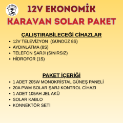12V Ekonomik Karavan Solar Paket