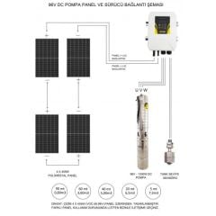 96 Volt DC Solar Pompa Paketi 4 Panelli