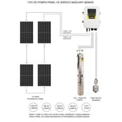 110 Volt DC Solar Pompa Paketi (max 115mt/7.5 ton)