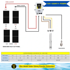 110 Volt DC Solar Pompa Paketi (max 115mt/7.5 ton)
