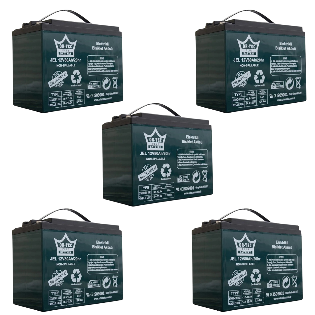 5 adet / Ortec 60/80 Amper Elektrikli Bisiklet Aküsü