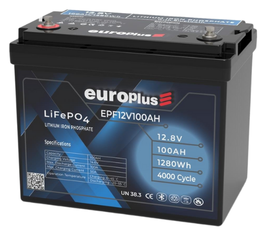 Europlus EPF12100-12.8V 100AH LiFePO4 Bluetooth Akü-4000 Cycle