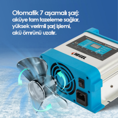 HEGEL 12V 20A 7 Aşamalı Çift Pil Çıkışlı Akü Şarj Cihazı